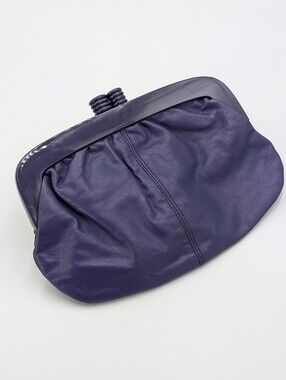 Vintage Eaton's Purple Leather Clutch Made In Italy